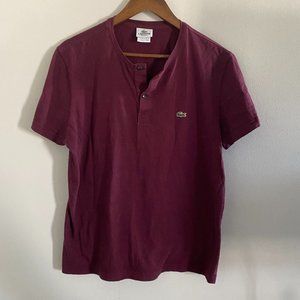 Lacoste Short Sleeve Burgundy Shirt Size S